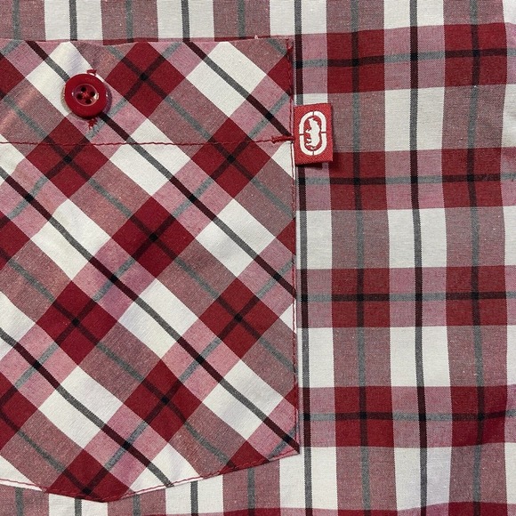 ECKO UNLTD unlimited Button-Up Shirt Short Sleeve Plaid Size 3XB Red/Black/White - Picture 4 of 7